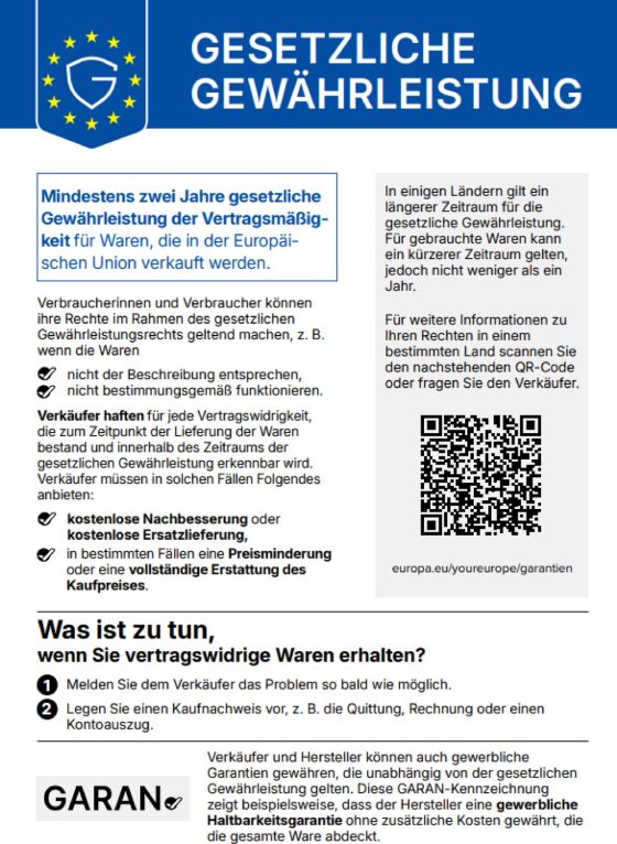 EU-Label zur gesetzlichen Gewährleistung - zum Vergrößern anklicken